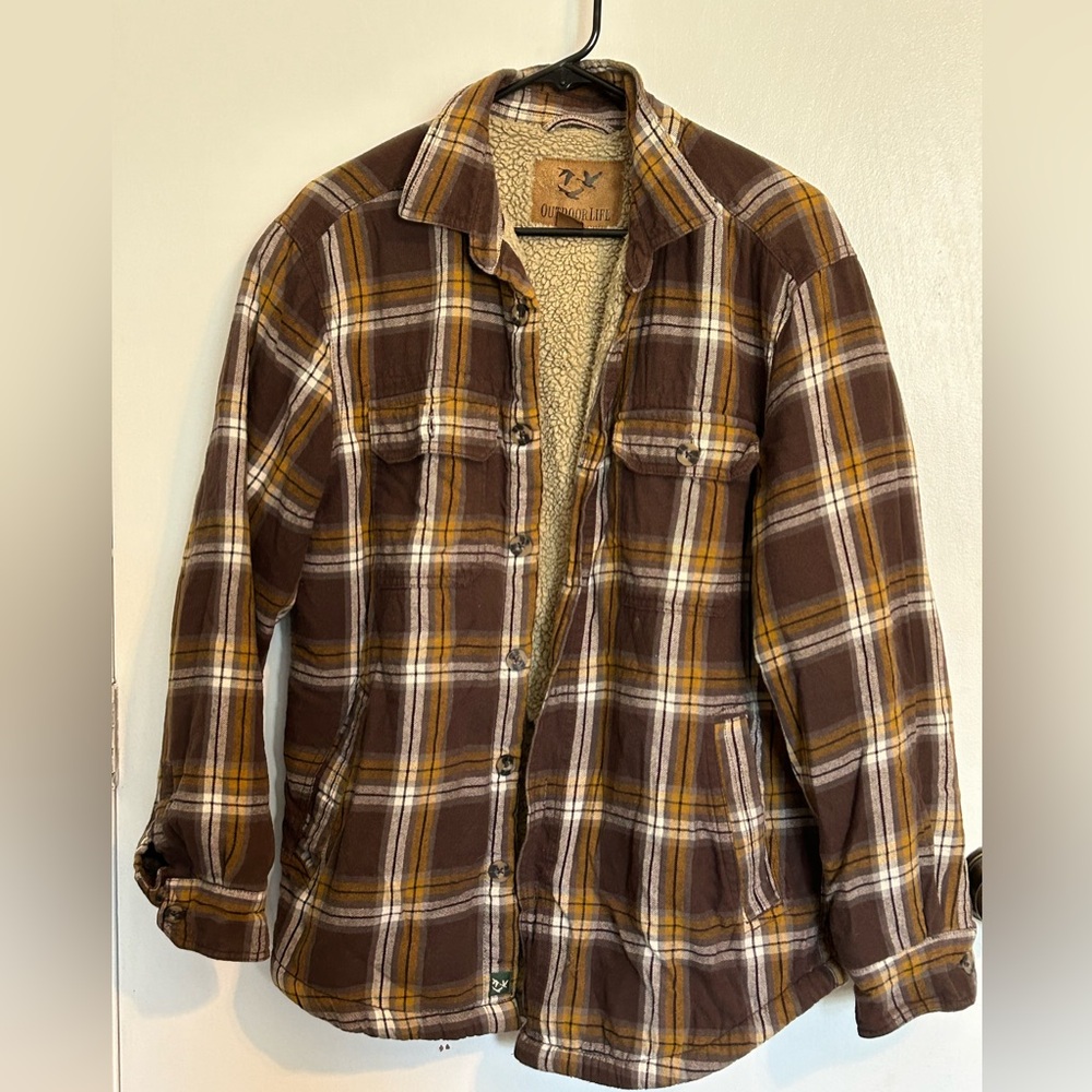 Brown and Orange Flannel Jacket